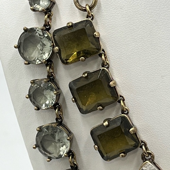 J. Crew Vintage Chunky Asymmetric Clear Gray Glass Rhinestone Drape Necklace - Picture 12 of 16